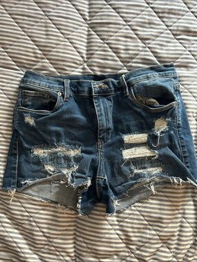 Blank NYC Distressed Dark Blue Denim Jean Shorts